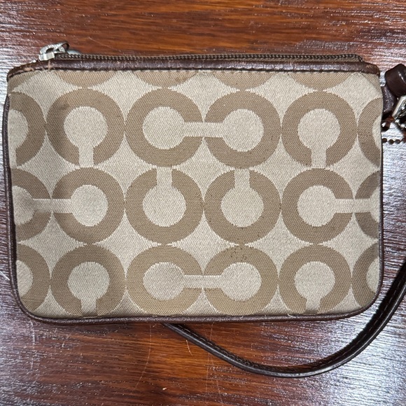 Coach Signature Brown and Tan Wristlet - Picture 4 of 9
